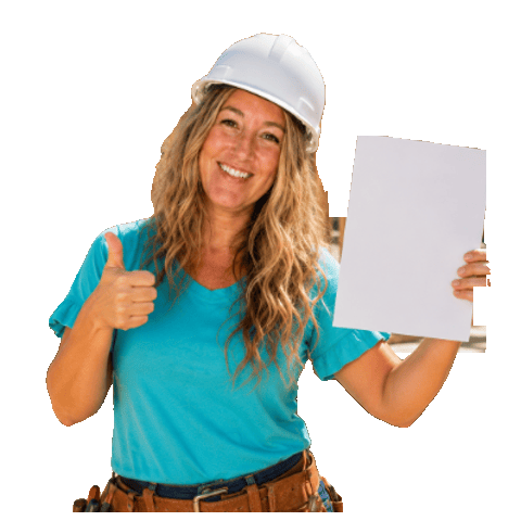 Jenny giving a thumbs up while holding the Off-The-Clock Pricing Cheat Sheet